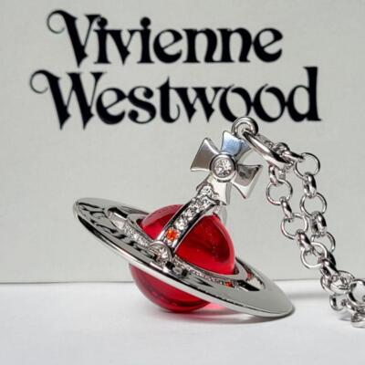 Vivienne Westwood Necklace Small Orb Silver x Red No Box | eBay
