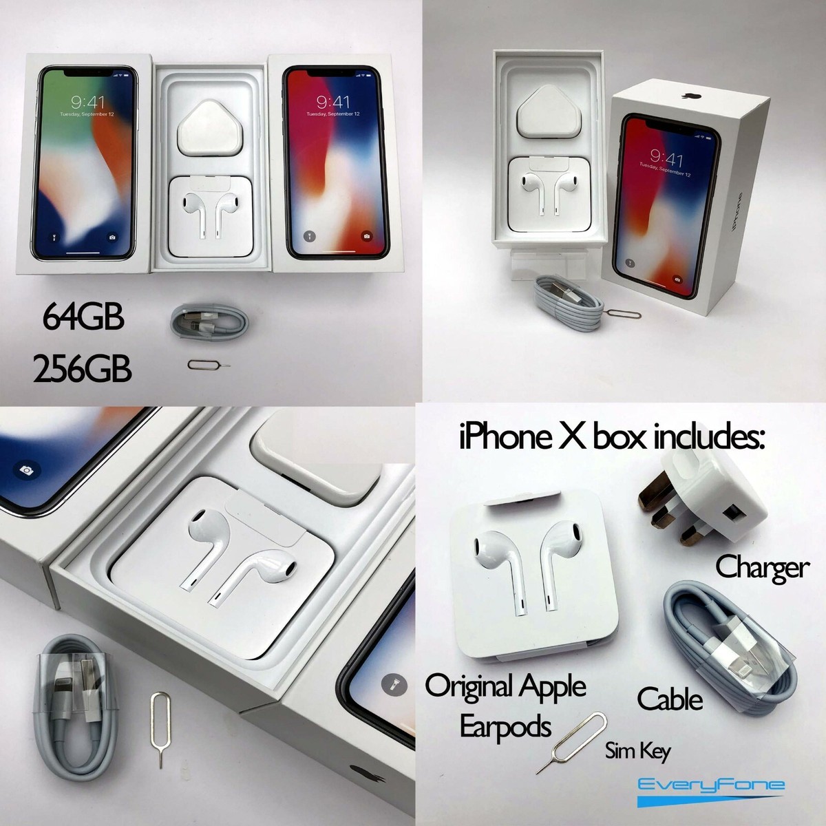 Original iPhone X box with or without BRAND NEW Accessories 64GB