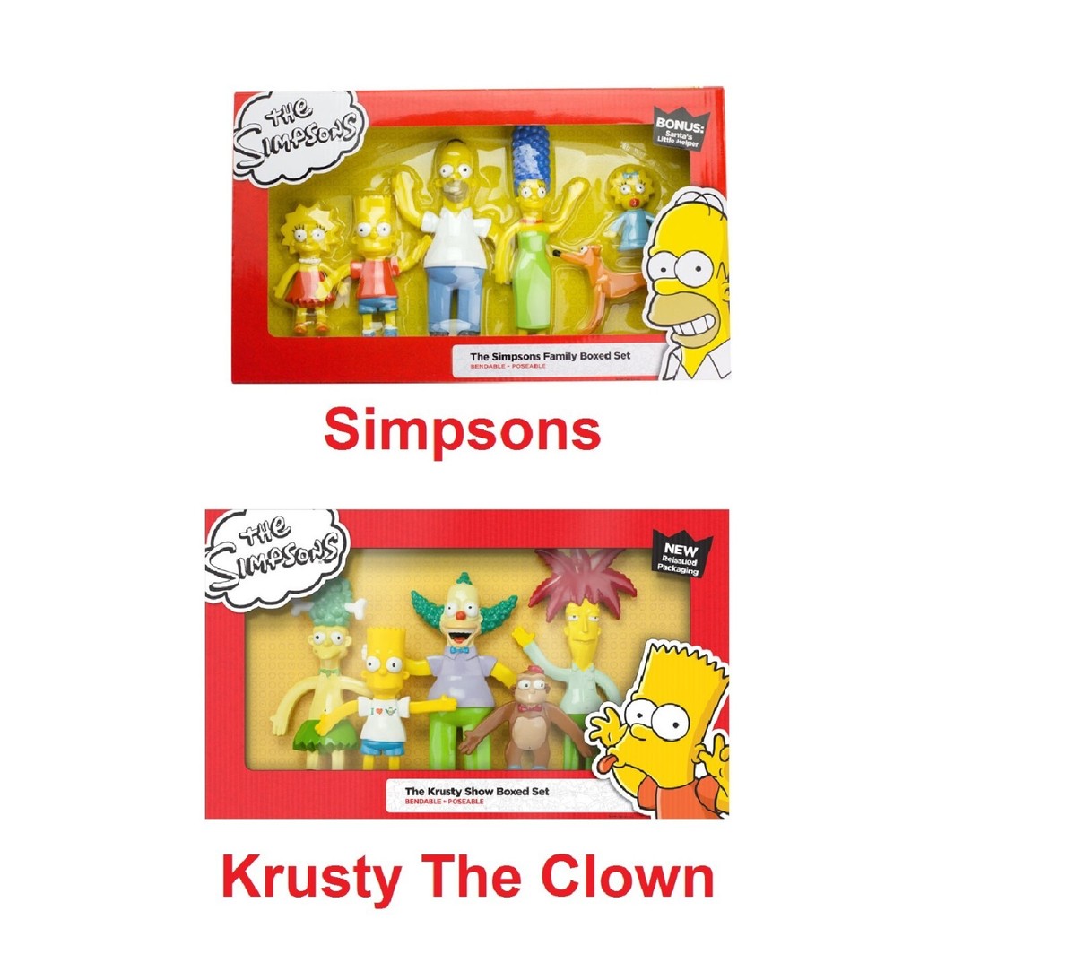 The Simpsons Bendable Figure Box Set Bart Homer Krusty Sideshow