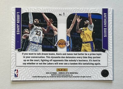 2023-24 Panini Donruss Optic LeBron James / Anthony Davis #1