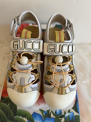 Gucci Sport Sandal White Tinsel Athletic Summer Shoes Loess Sand