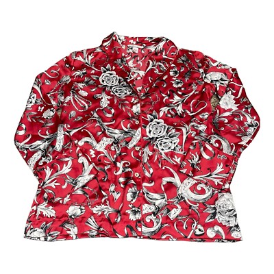 Victoria's Secret Red Black Cherry Satin Asian Wrap Top And Pants