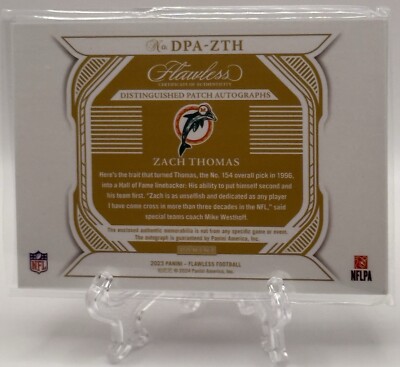 Zach Thomas 2023 Panini Flawless Distinguished Patch Ruby Auto 07