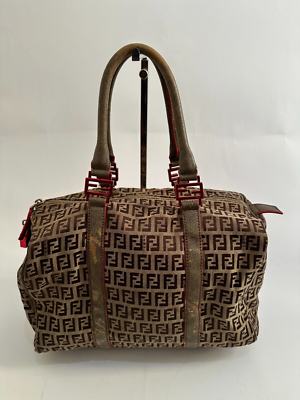 Fendi Zucchino Handle Boston Bag | eBay