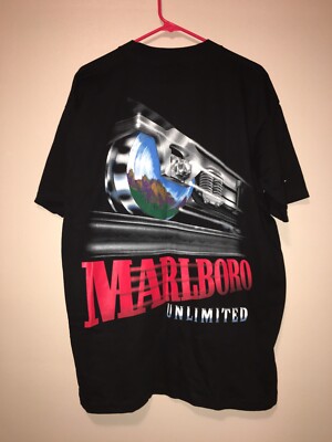 Vintage Marloboro Unlimited Cigarette Black Train T Shirt 90s