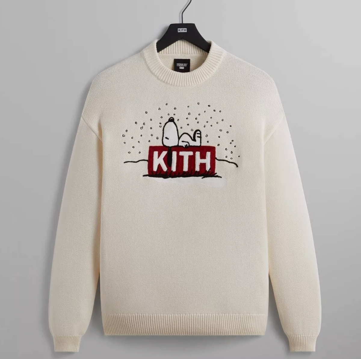 Kith for Peanuts Christmas Snoopy Sweater Sandrift Men's Size L