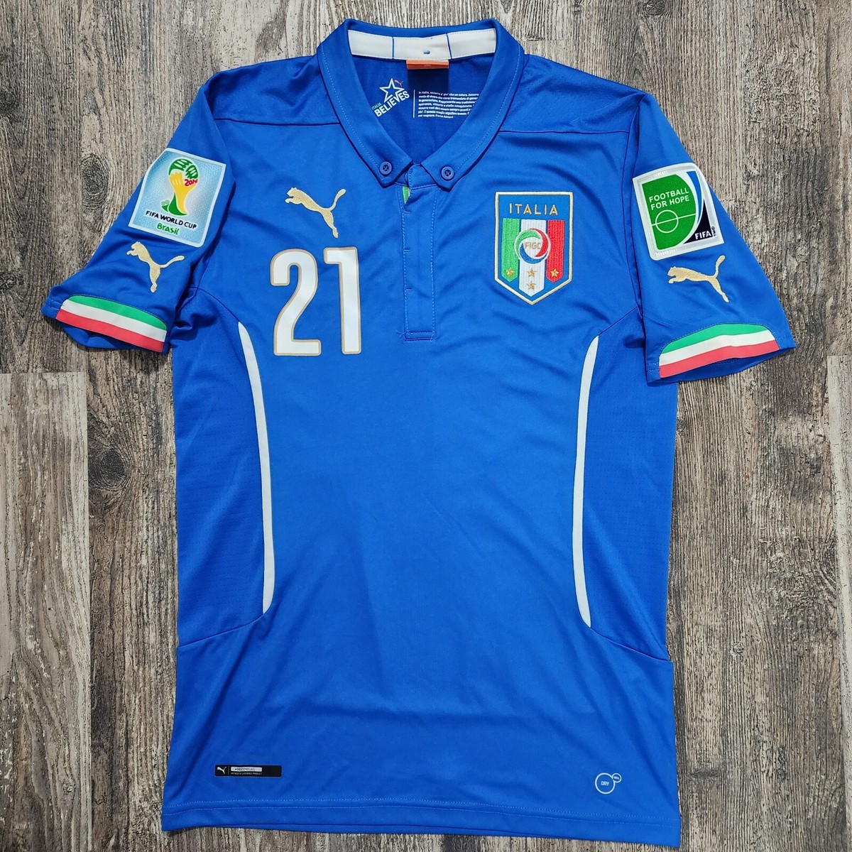 2014 Puma Italy Home Soccer Jersey Andrea Pirlo Men S World Cup