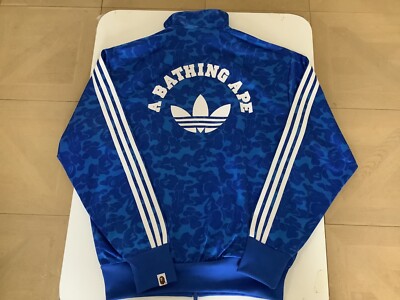 Authentic a bathing ape bape x adidas firebird track top blue US