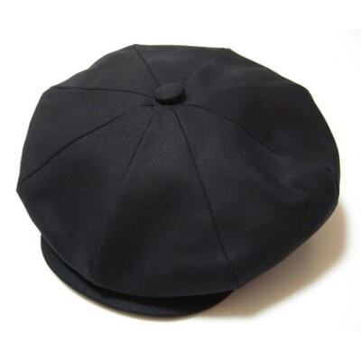 New York Hat Co Canvas Newsboy Cap Cotton Black size L Made in USA