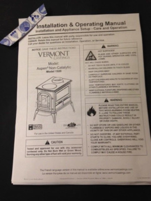 Vermont Castings aspen 1920 wood stove manual operation