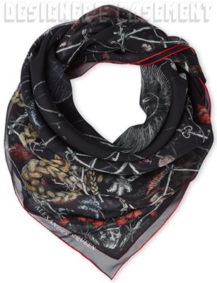 Alexander McQueen Black Moon Sun Keys Devil Trap Silk Chiffon 52