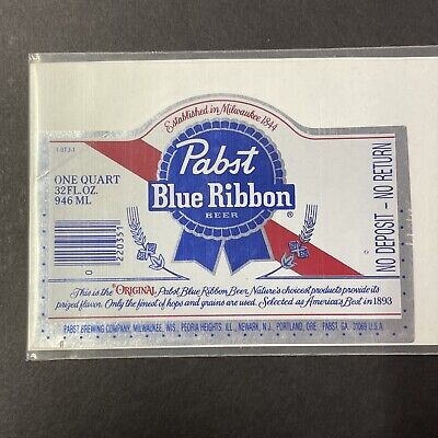 Vintage 1970s Pabst Blue Ribbon UNUSED 32 fl. oz. Paper Label