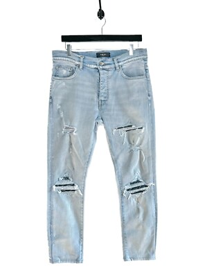 Amiri Light Washed Blue Green Bandana MX1 Jeans - 32 US | eBay