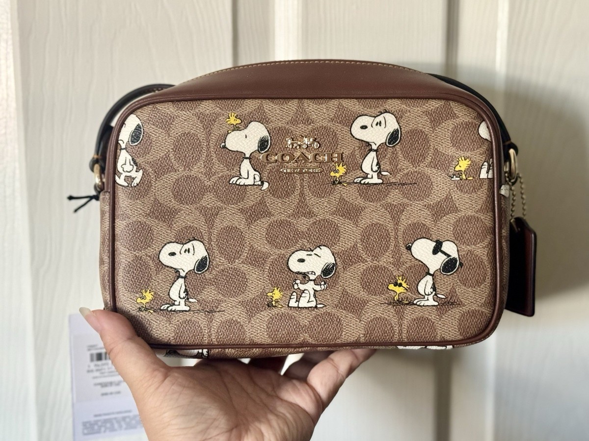 NWT Coach X Peanuts Jamie Camera Bag In Signature Canvas With