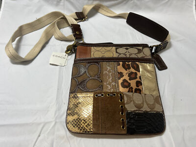 COACH Patchwork Animal Print Messenger CrossBody Shoulder Bag