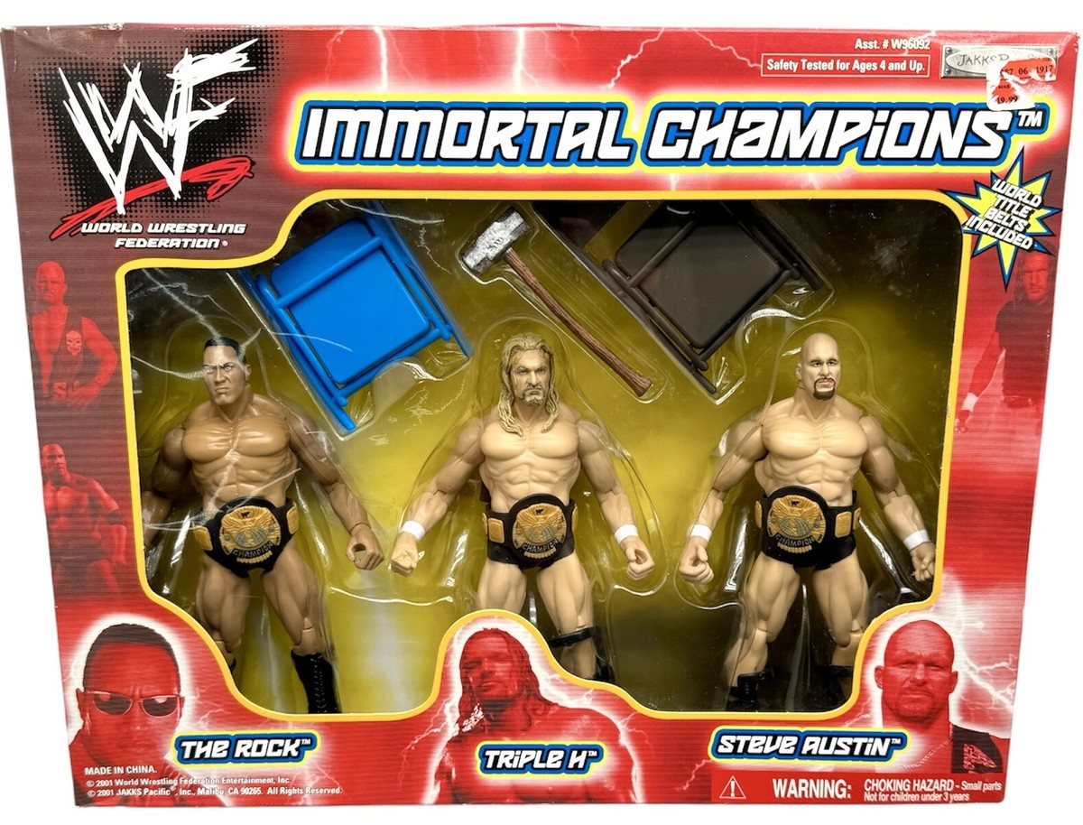 WWF Immortal Champions Action Figure 3 Pack Rock Triple H, Steve