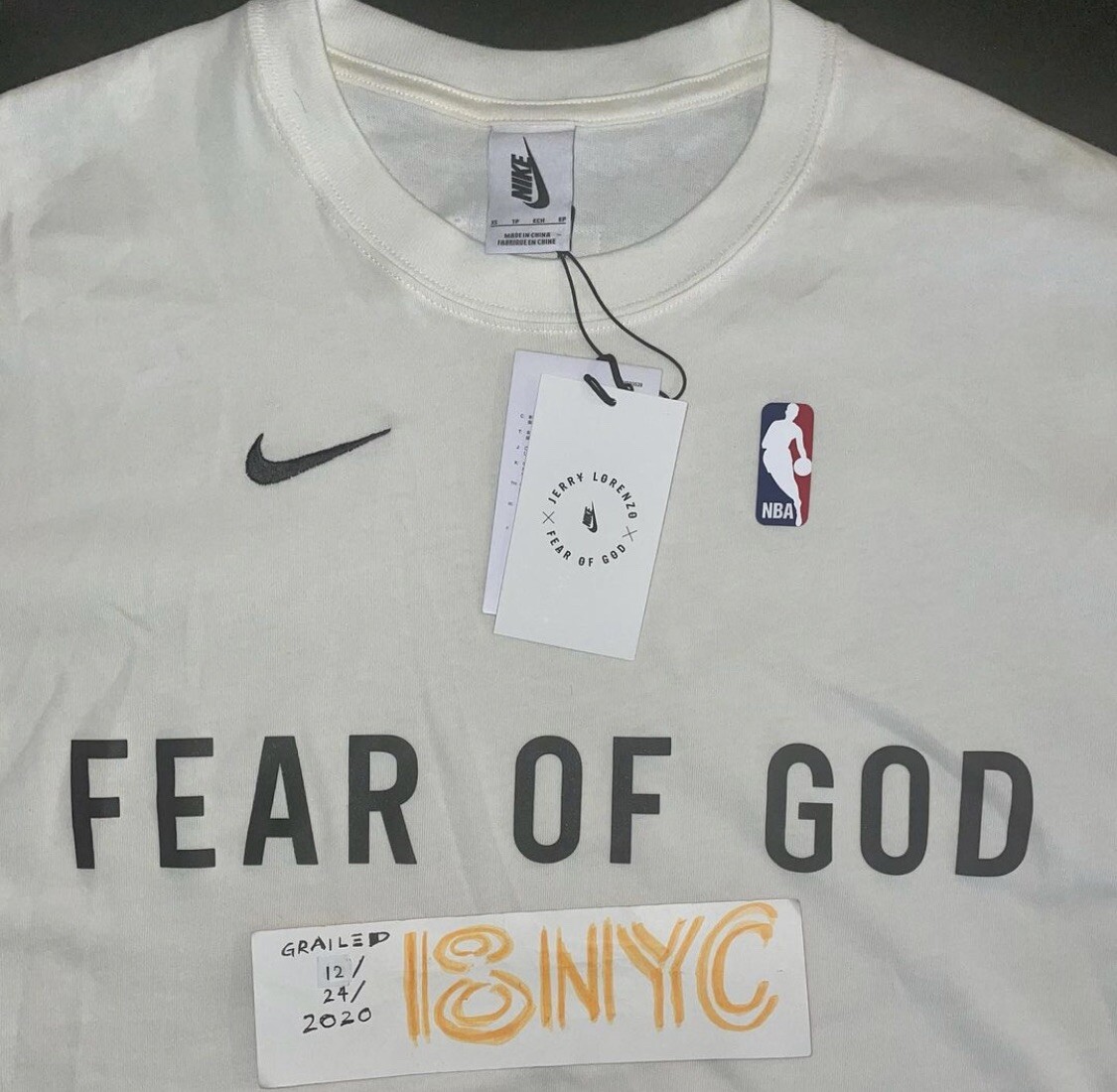 NWT NIKE x FEAR OF GOD Sail Warm Up Basketball Tee NBA Mesh Jerry