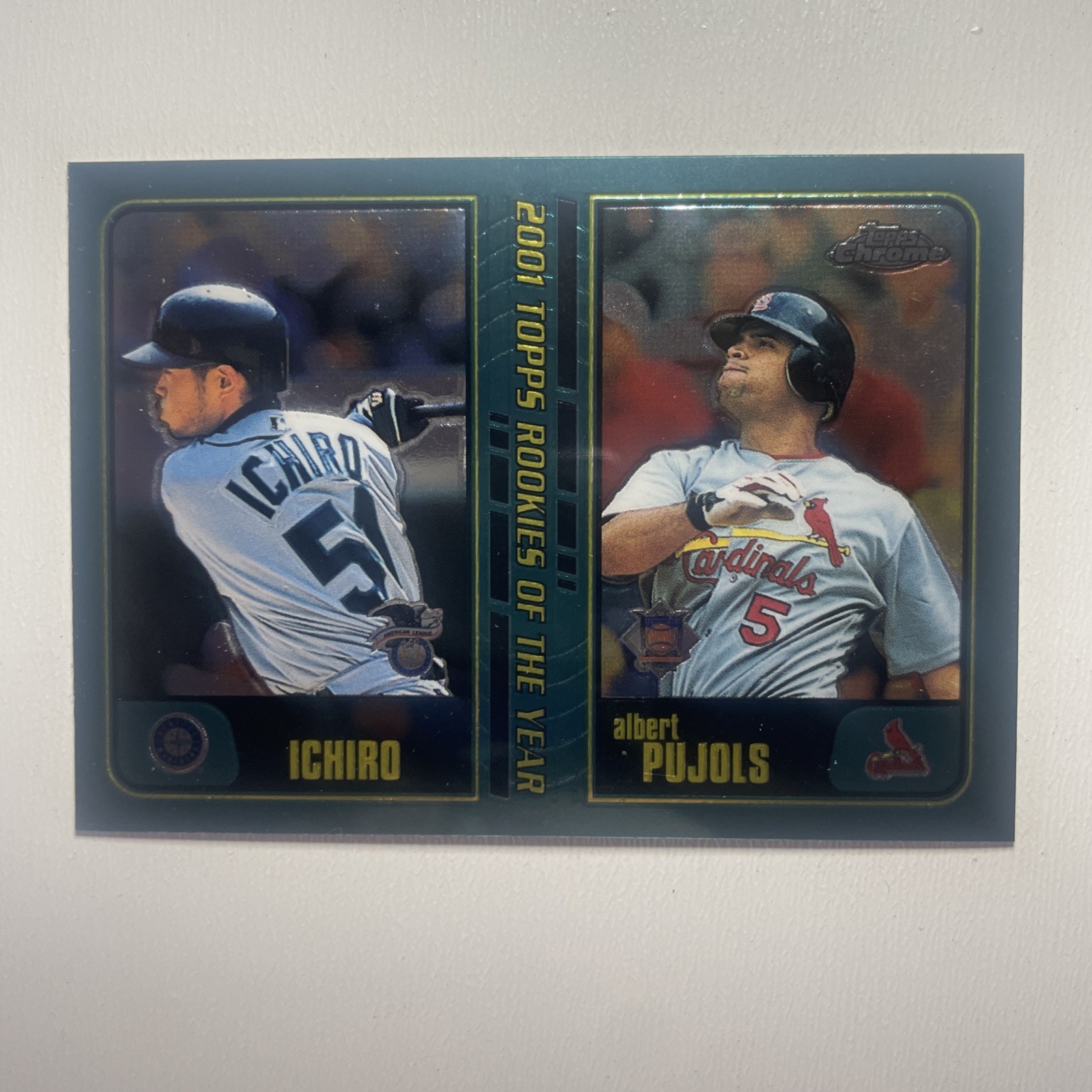2001トップスクロームトレードのイチロー、プホルスのROYカードです