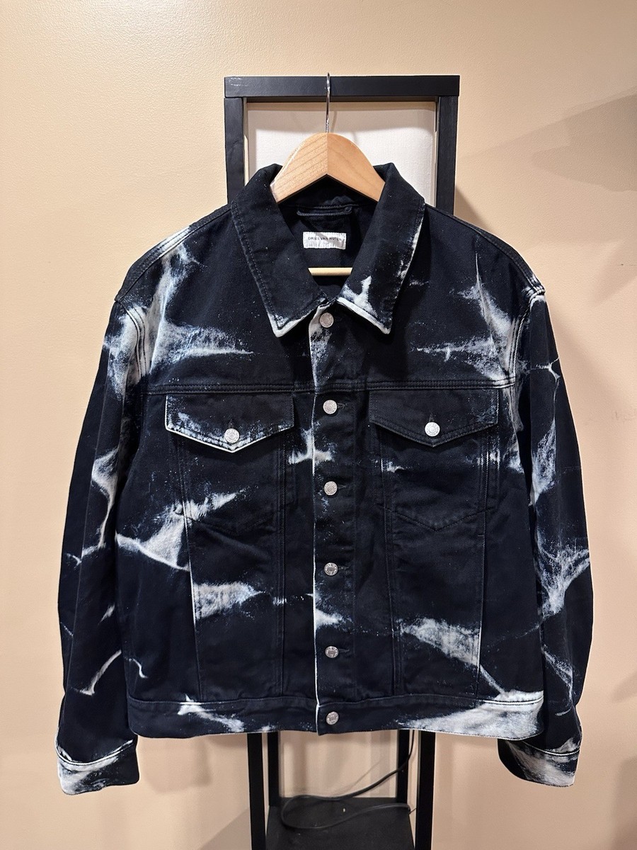 Dries Van Noten Acid Wash Tie-Dye Bleach Black Denim Jacket | eBay