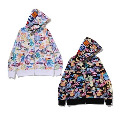 A BATHNIG APE Men's ART CAMO SHARK FULL ZIP HOODIE 1L80115301 z | eBay