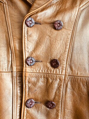 Vintage 60s Golden Bear Leather Jacket Mens S-M Brown California