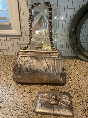 COACH Vintage Parker Kisslock & Wallet Cowhide Leather Rose Gold