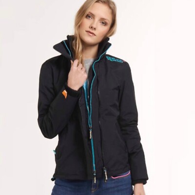SUPERDRY Japan Multi Zip Black Teal WINDCHEATER Women's Jacket