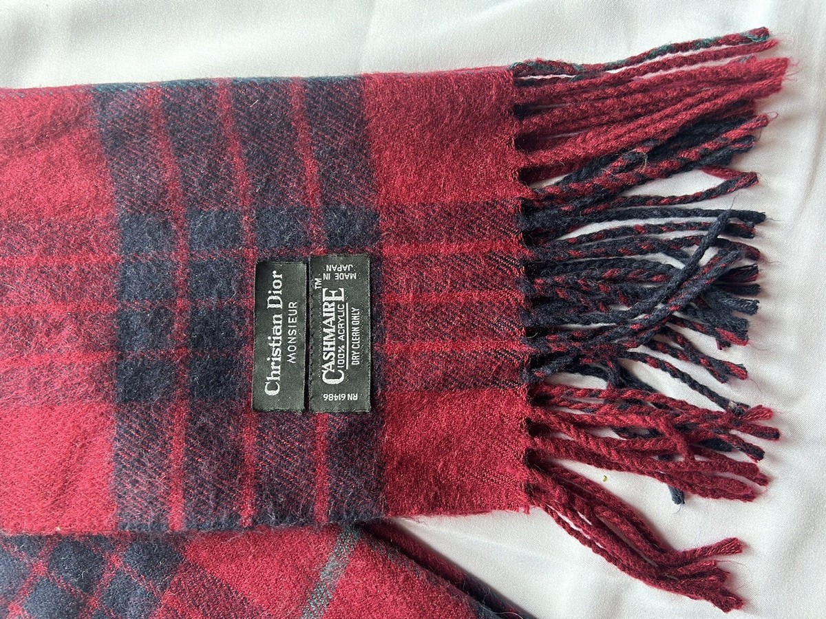 Christian Dior Monsieur Cashmaire Scarf - Red Plaid 54”x11” | eBay