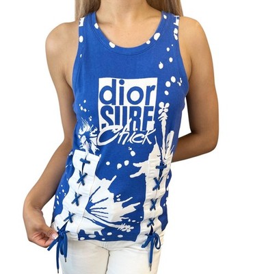 Christian Dior Vintage 2004 SURF Logo Tank Top #36 Blue White