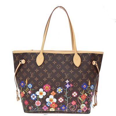 LOUIS VUITTON LV x TM Neverfull MM Shoulder Bag Monogram Flower