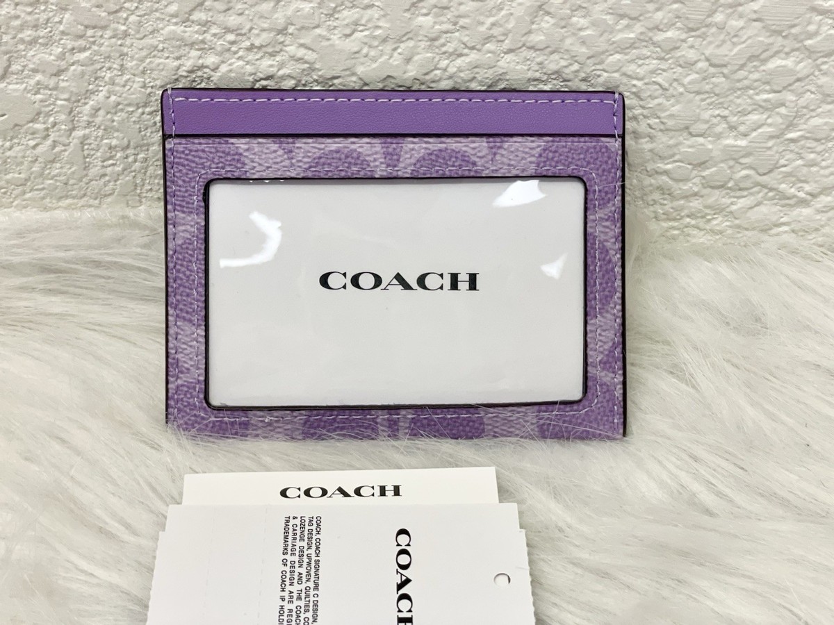 Coach Slim ID Case in Signaure Canvas Silver/Iris NWT CZ286 | eBay