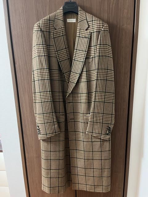 DRIES VAN NOTEN Wool Blend Check Men's Chester Coat Size 46