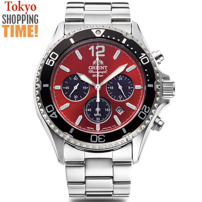 Orient Mako RN-TX0207R Panda Red Face Solar Chronograph Analog Men