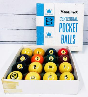 Brunswick Centennial Pool Balls Set of 16 Pocket Balls With box