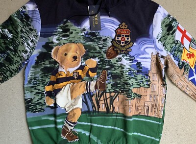 NWT Polo Ralph Rugby Kicker Bear Hoodie Hoody M | eBay