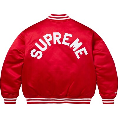 Supreme Mitchell & Ness Satin Varsity Jacket Red Adult Small | eBay