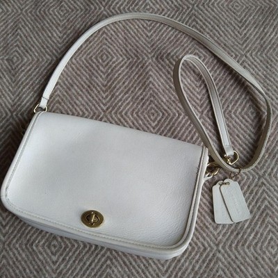 Rare Vintage Coach White Leather Crossbody Bag 9755 Shoulder Purse