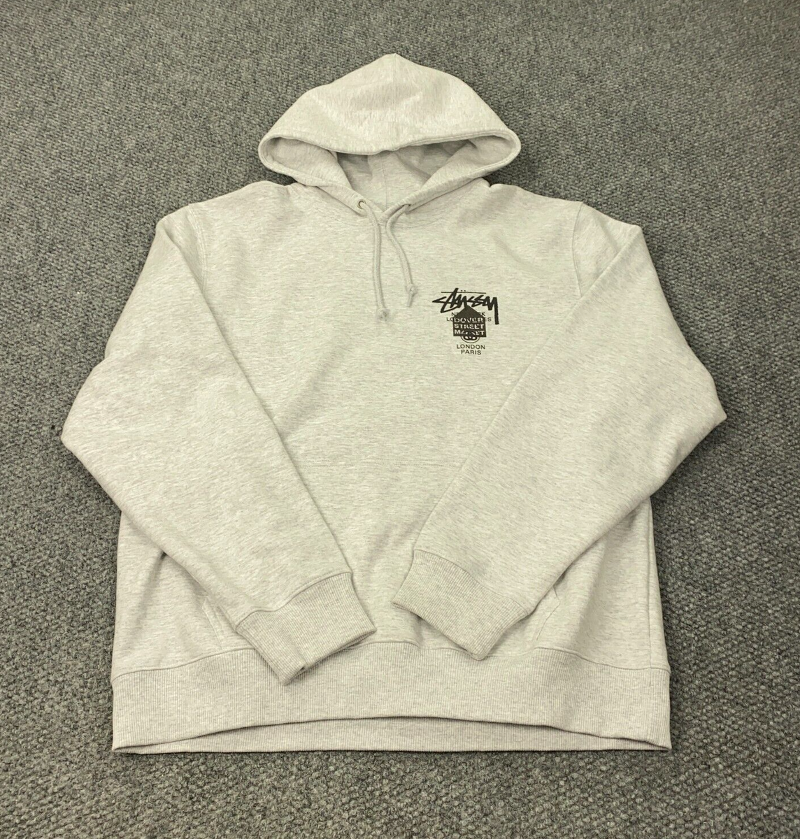 Stussy X Dover Street Market DSM World Tour Hoodie Mens XL Ash