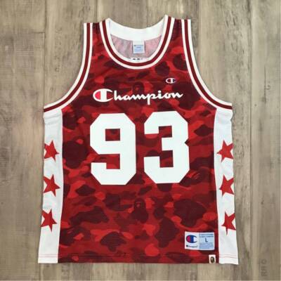 BAPE × champion Red camo basketball tank top A Bathing Ape Size L