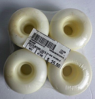 NOS Bones Skateboard Wheels 90's Vintage - White - 100S - 54mm