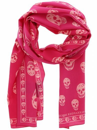 ALEXANDER MCQUEEN Alexander Mcqueen Skinny Skull Scarf in Magenta