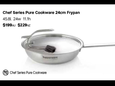Tupperware Chef Series Pure Cookware 24cm Frypan with Lid - Brand