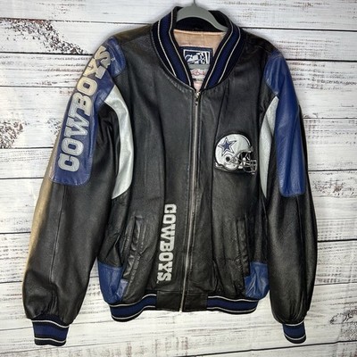 Vintage 90s Dallas Cowboys NFL 100% Leather Full-Zip Bomber Jacket
