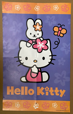 Vintage HELLO KITTY Poster with Bunny 1976 2004 Sanrio | eBay