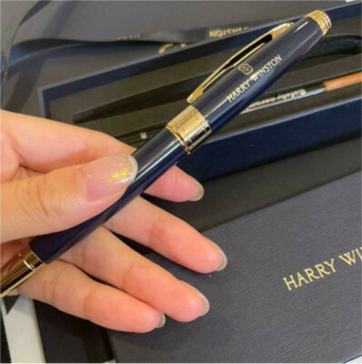 HARRY WINSTON Original Novelty Navy/Gold Twisted Ballpoint Pen w