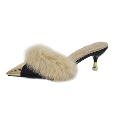 靴 Melt the Lady pointed toe fur mule 39 Melt the Lady pointed toe