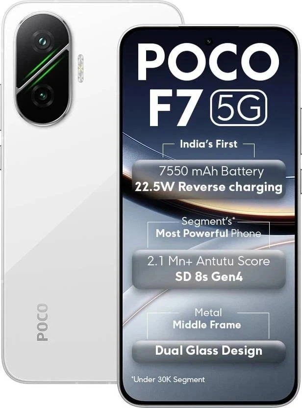 POCO F7 5G (White, 256 GB 12 GB ) 8s Gen 4 Processor NFC 6.83