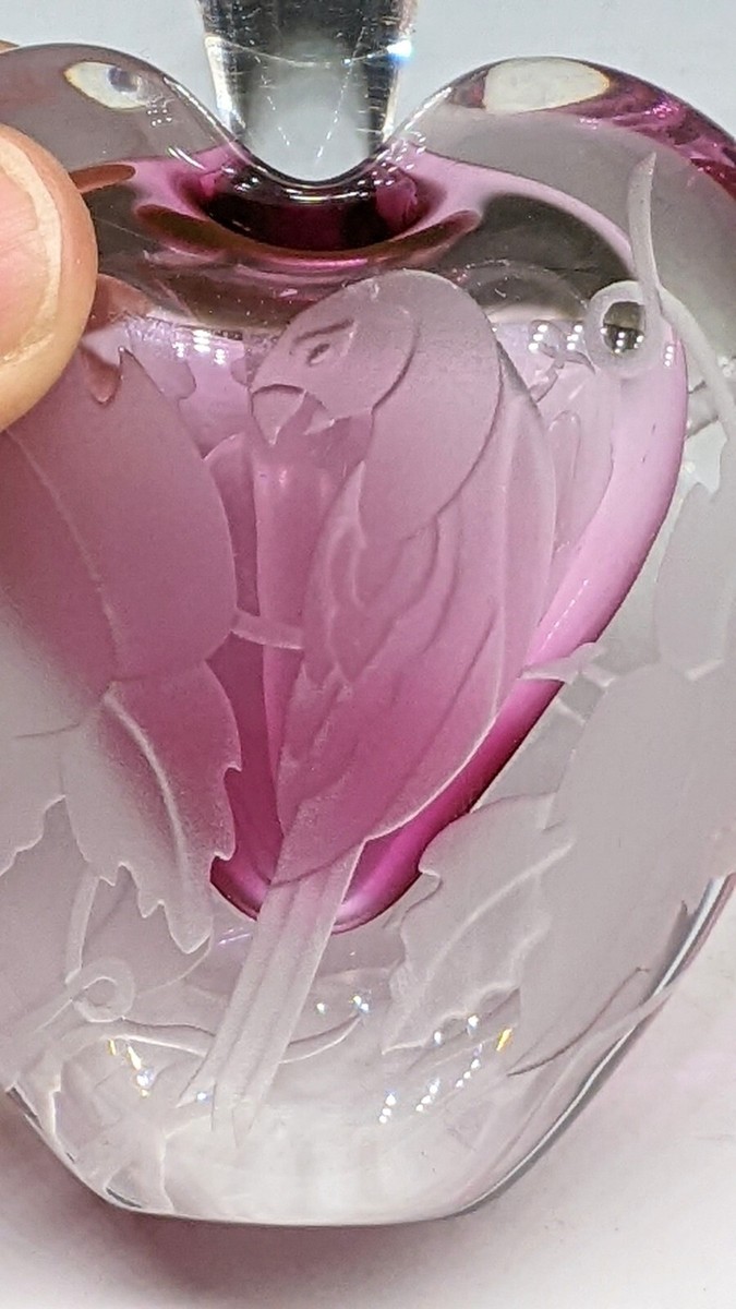 Etched Parrot Heart shape Perfume Bottle Phyllis Polito Zellique