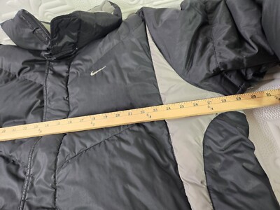 Vintage Nike Down Puffer Jacket, Y2K, Early 00s Grey Tag, Black