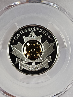 2004 Canada 25 Cents Quarter Coin Gilt POPPY Remembrance Silver